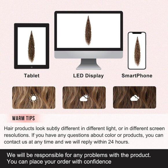 Long Wavy Curly Ponytail Hair Extensions Synthetic 32 Inch Brown Auburn main image 7